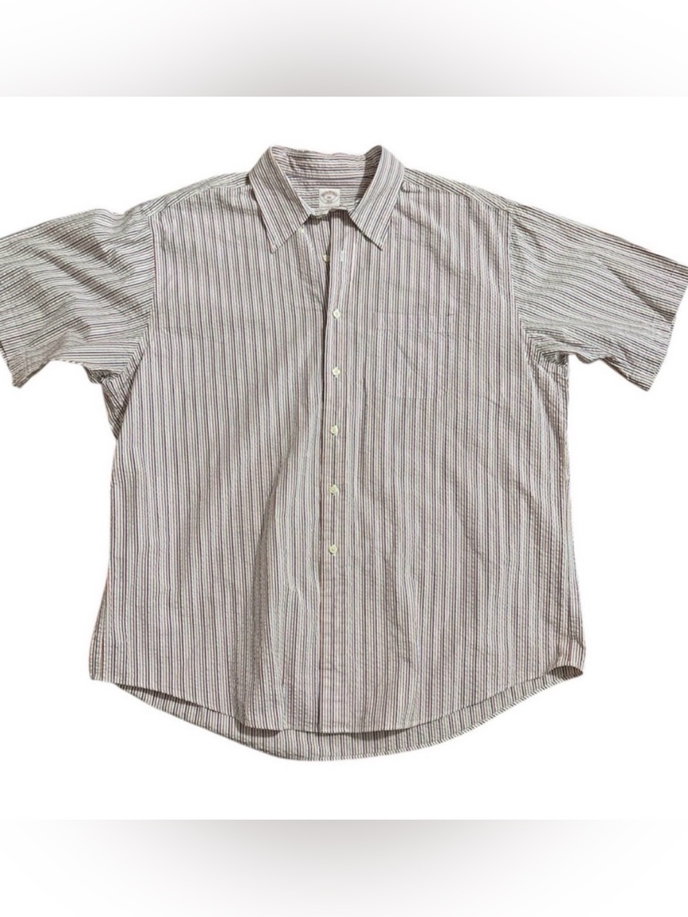 Brooks Brothers Seersucker Striped Short Sleeve Button-Up Shirt - Multicolor XXL